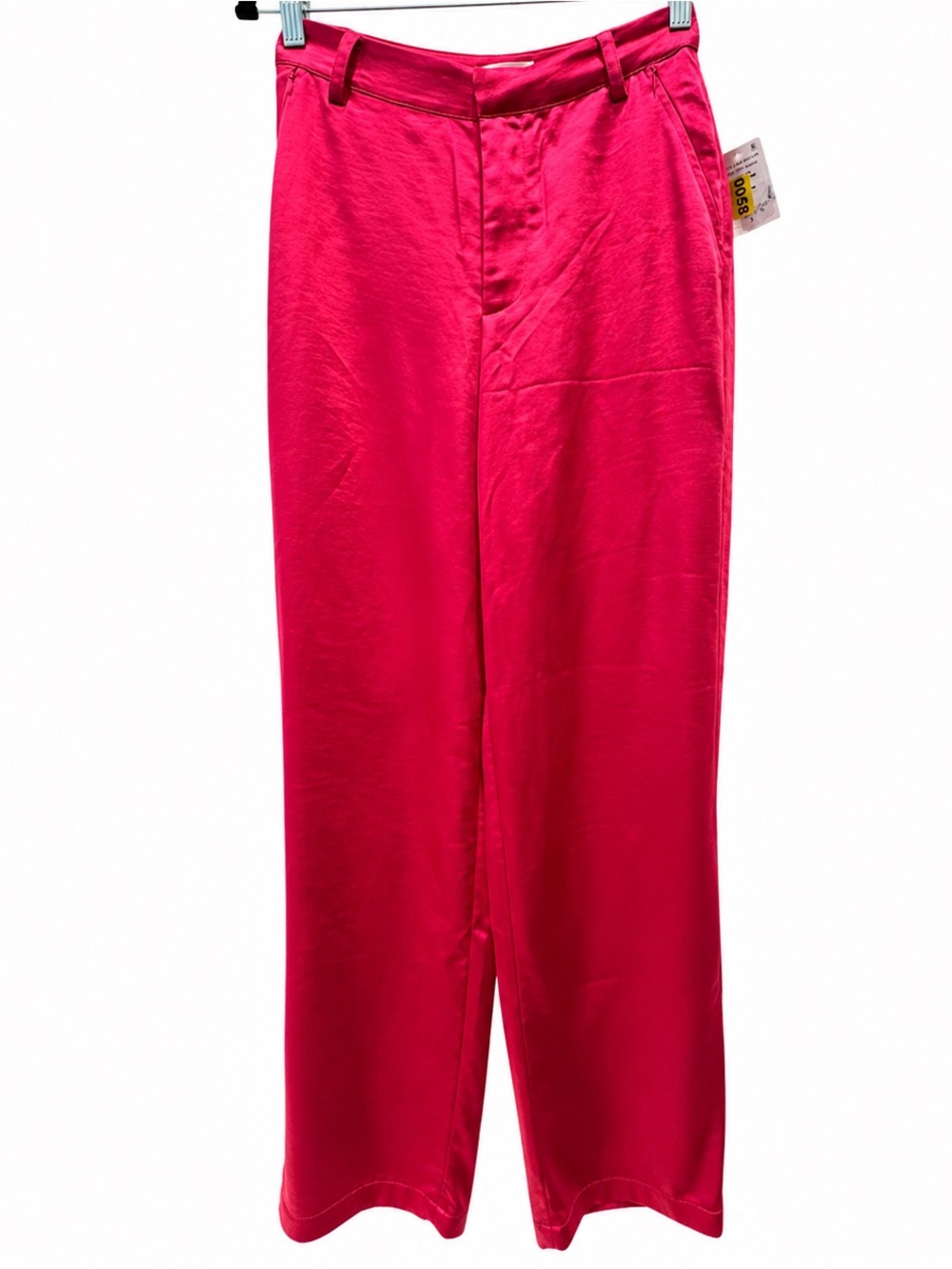 NWT Good American Satin Wide Leg Pants Hot Pink Size 0/25